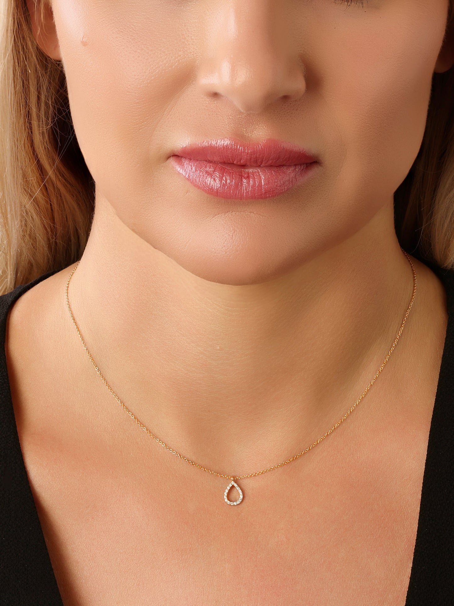 14k Yellow Gold Diamond Rain Drop Necklace