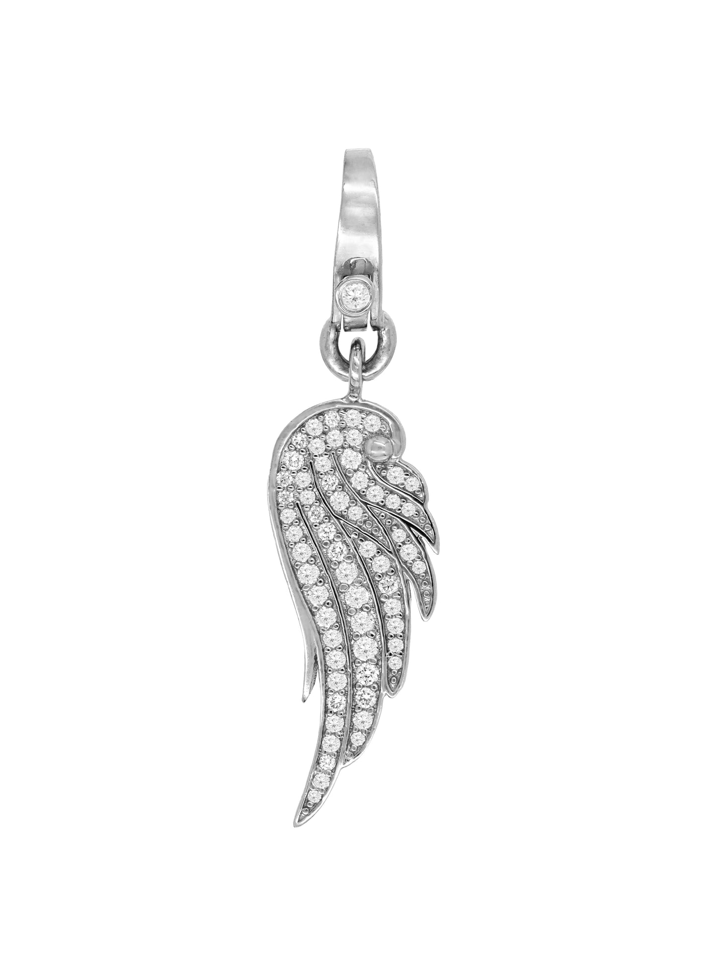 14k White Gold Diamond Angel Wing Lobster Clasp Charm