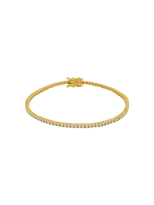 14k Small Yellow Gold Diamond Tennis Bracelet