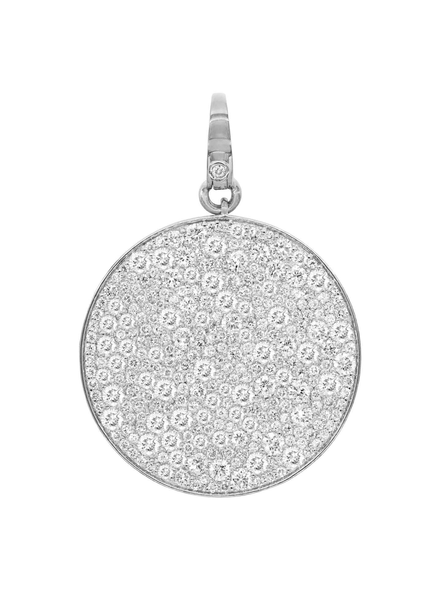 14k White Gold Lab Diamond Large Coin Lobster Clasp Charm