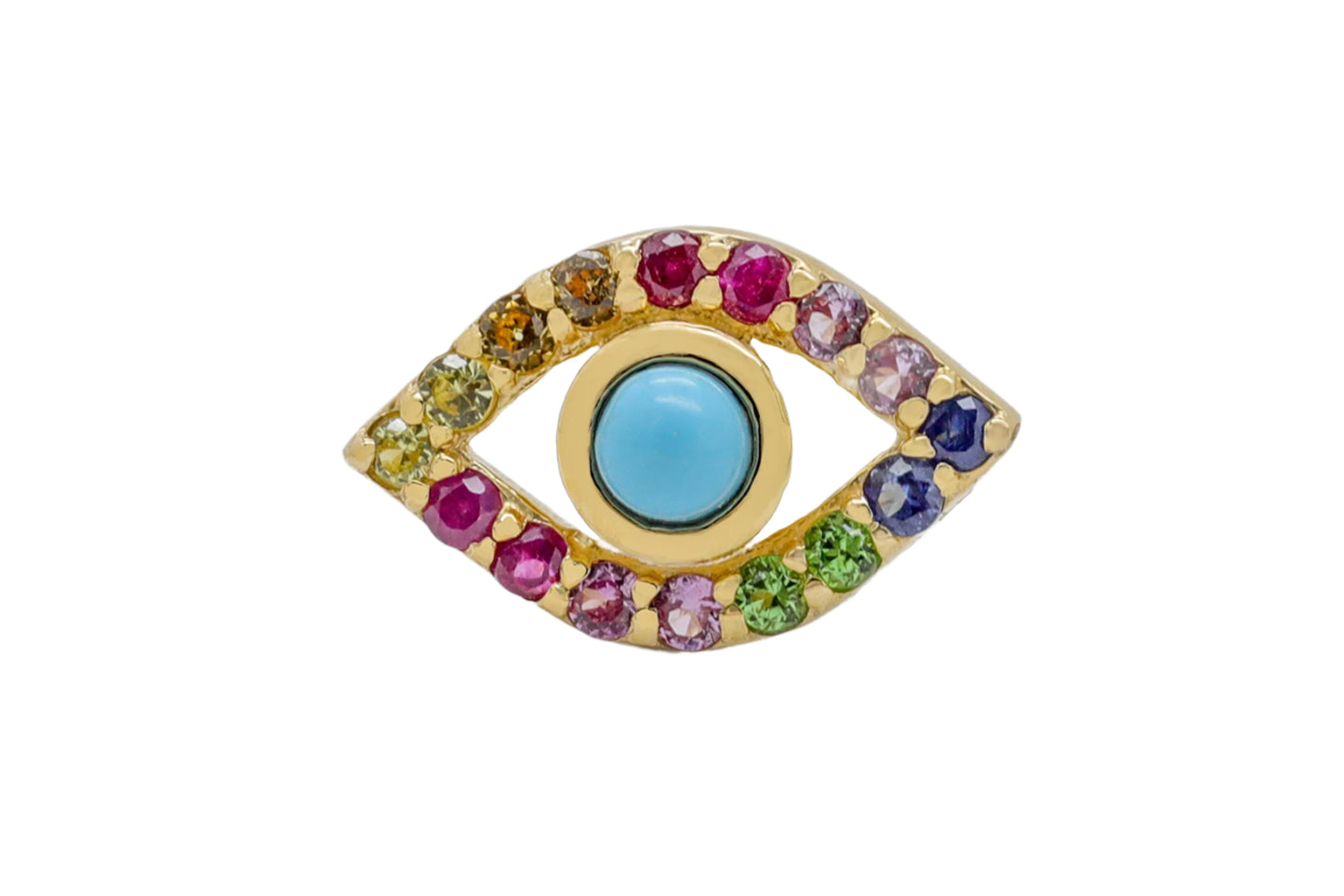14k Yellow Gold Evil Eye Turquoise Multicolor Earrings