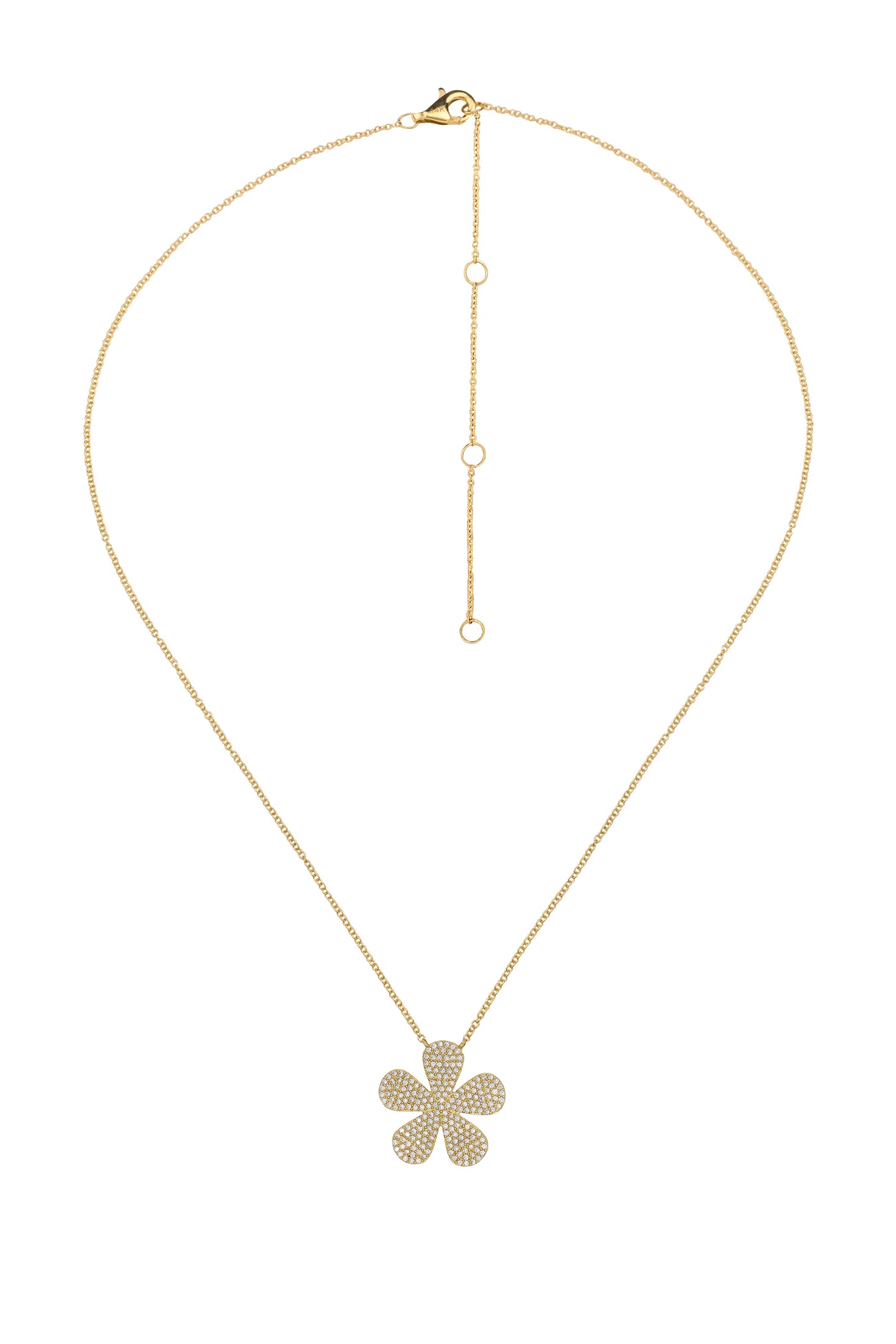 14k Yellow Gold Diamond Daisy Necklace