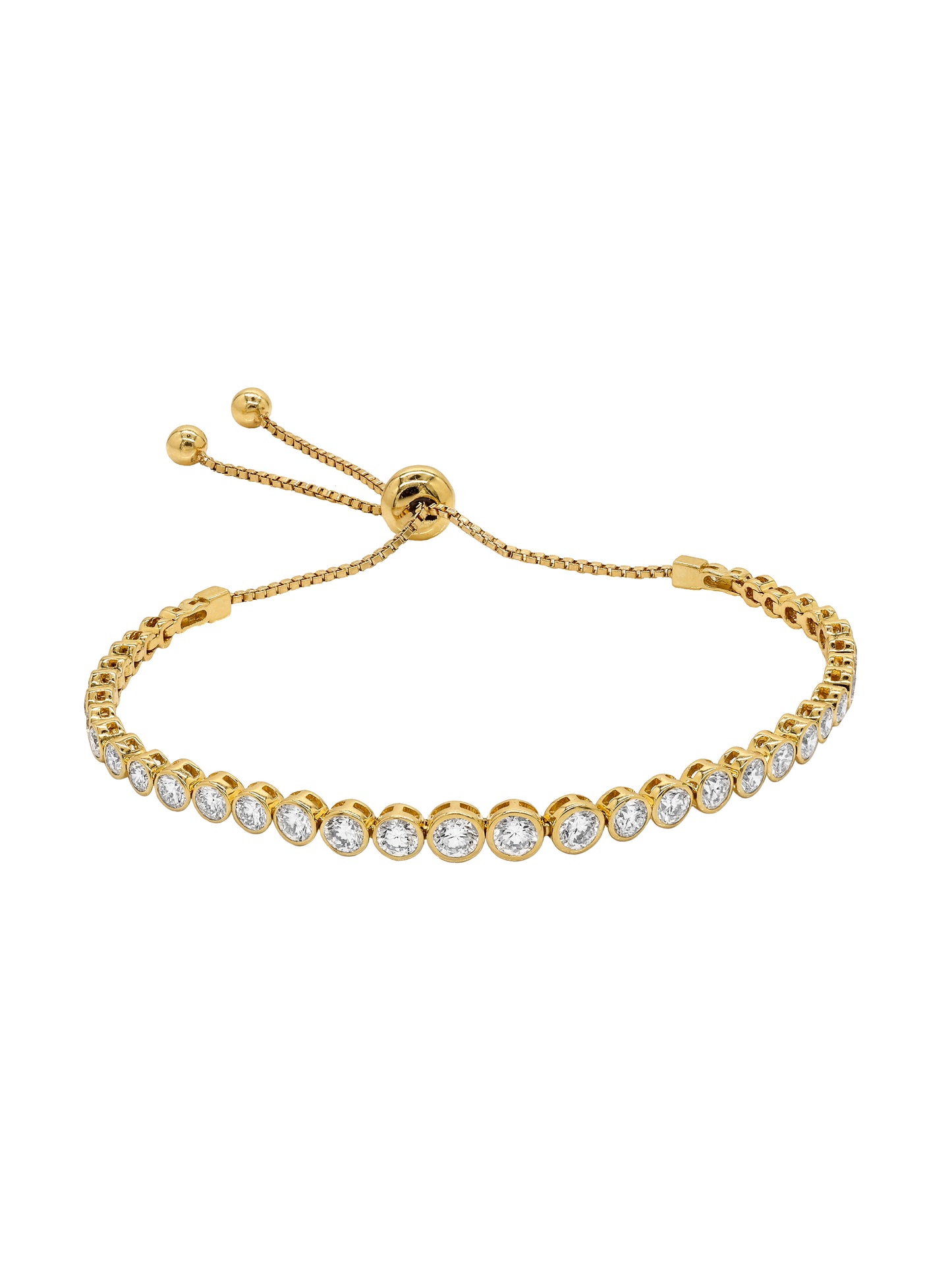 14k Yellow Gold Diamond Bezel Pulley Bracelet