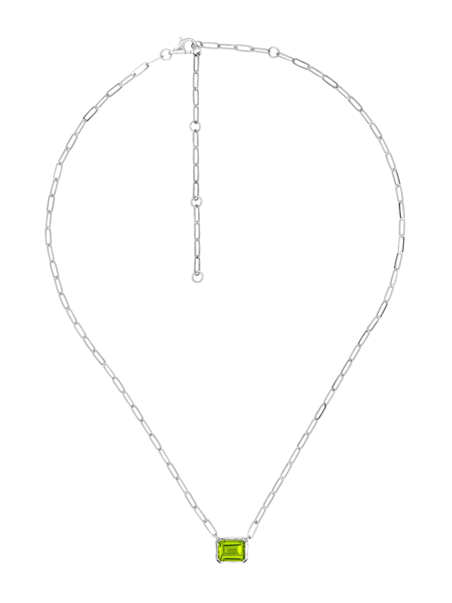 14k White Gold Peridot Necklace