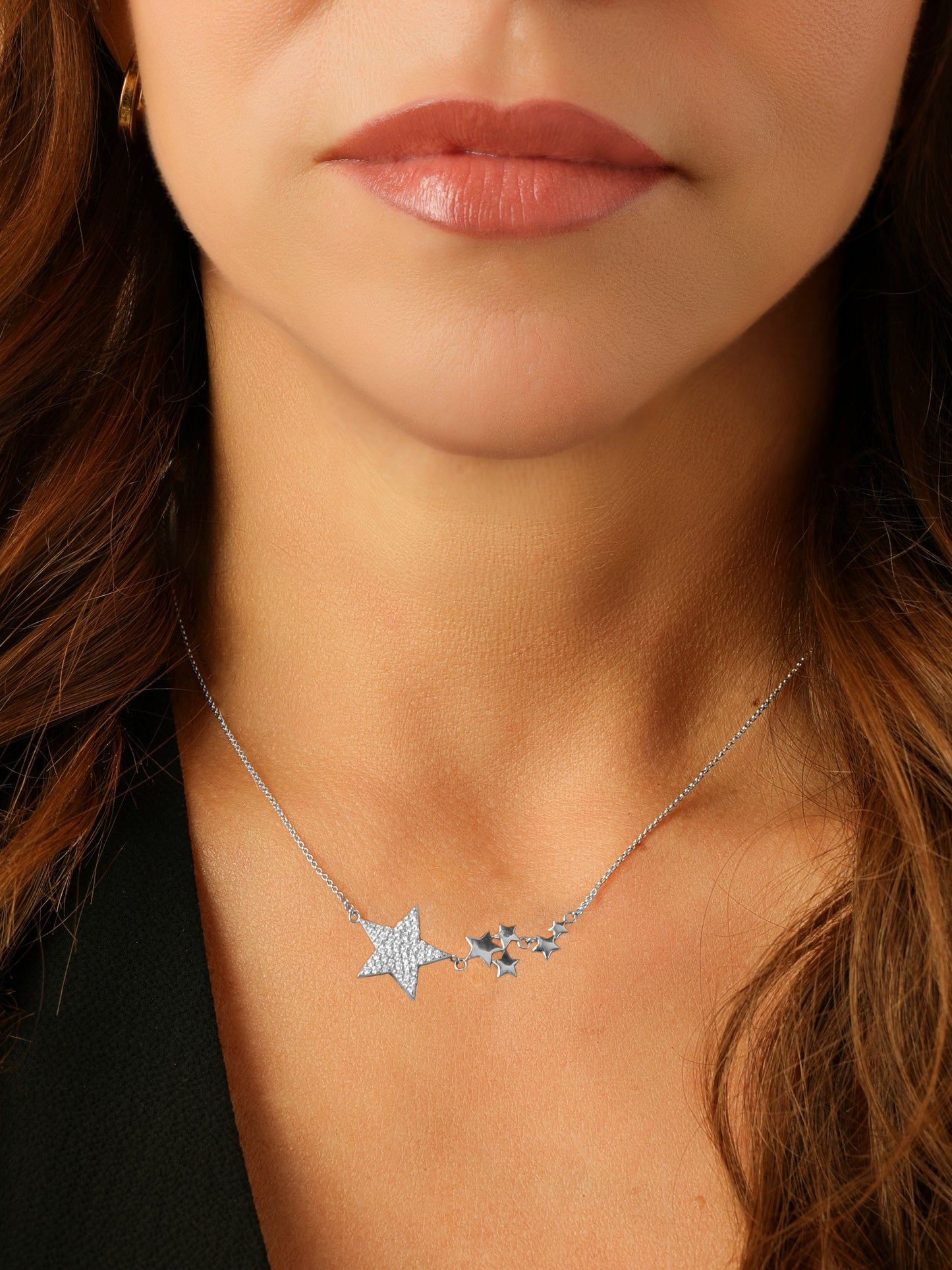 14k White Gold Diamond Queen of Stars Necklace