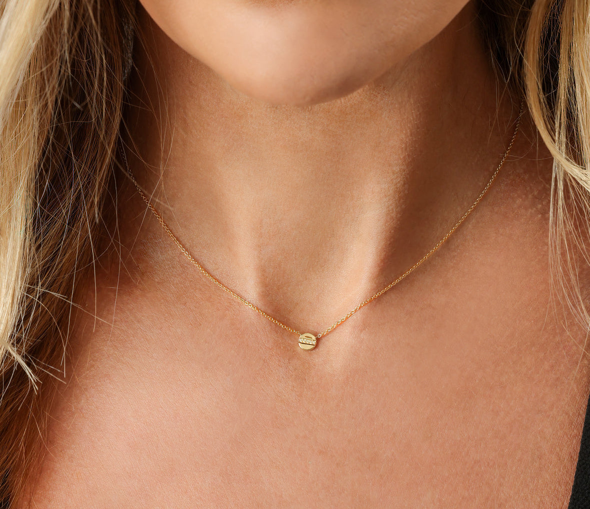 14k Yellow Gold Diamond Screw Necklace