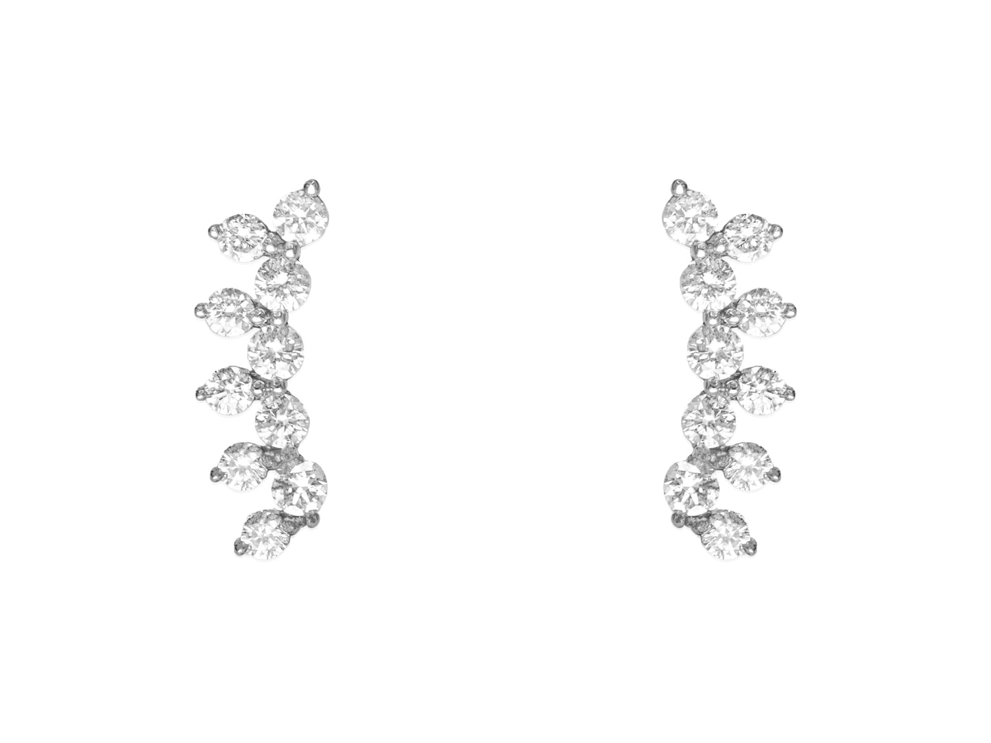 14k White Gold Diamond Flower Crawler Earrings