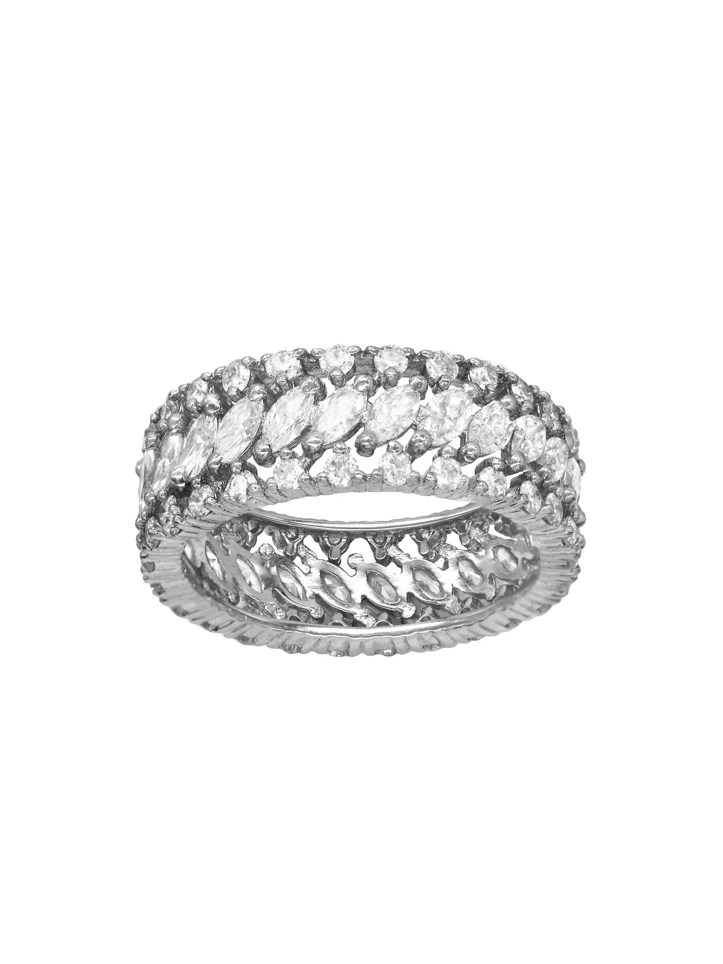 14k White Gold Diamond Triple Band Ring