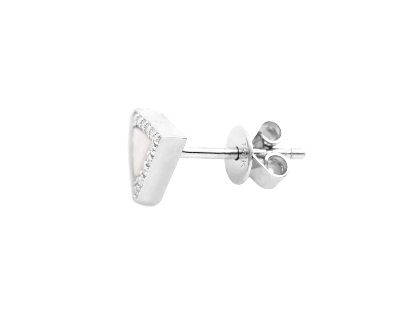 14k White Gold Diamond Mother of Pearl Triangle Earrings