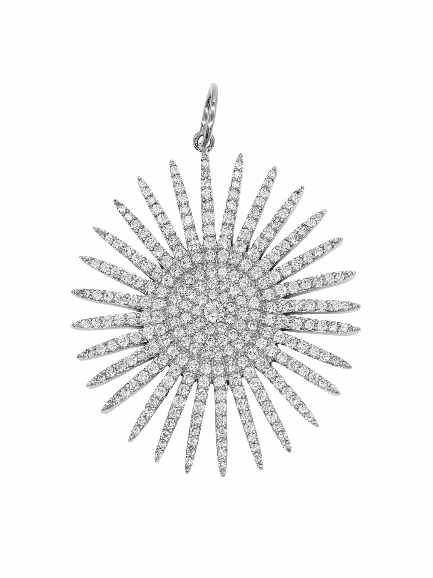14k White Gold Diamond Large Starburst Charm