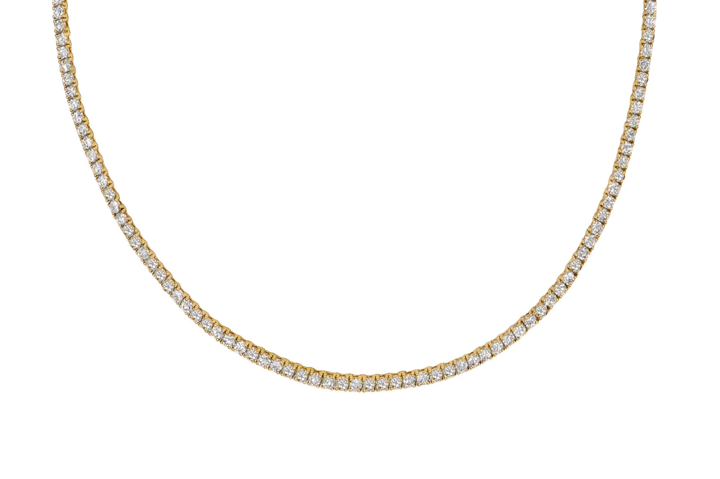 14k Yellow Gold Diamond Extra Large 16 inch 4 Prong Tennis Necklace