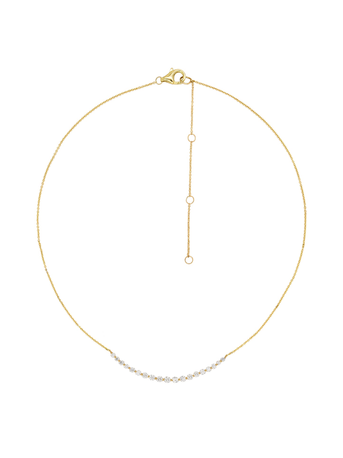 14k Yellow Diamond Curved Round Necklace