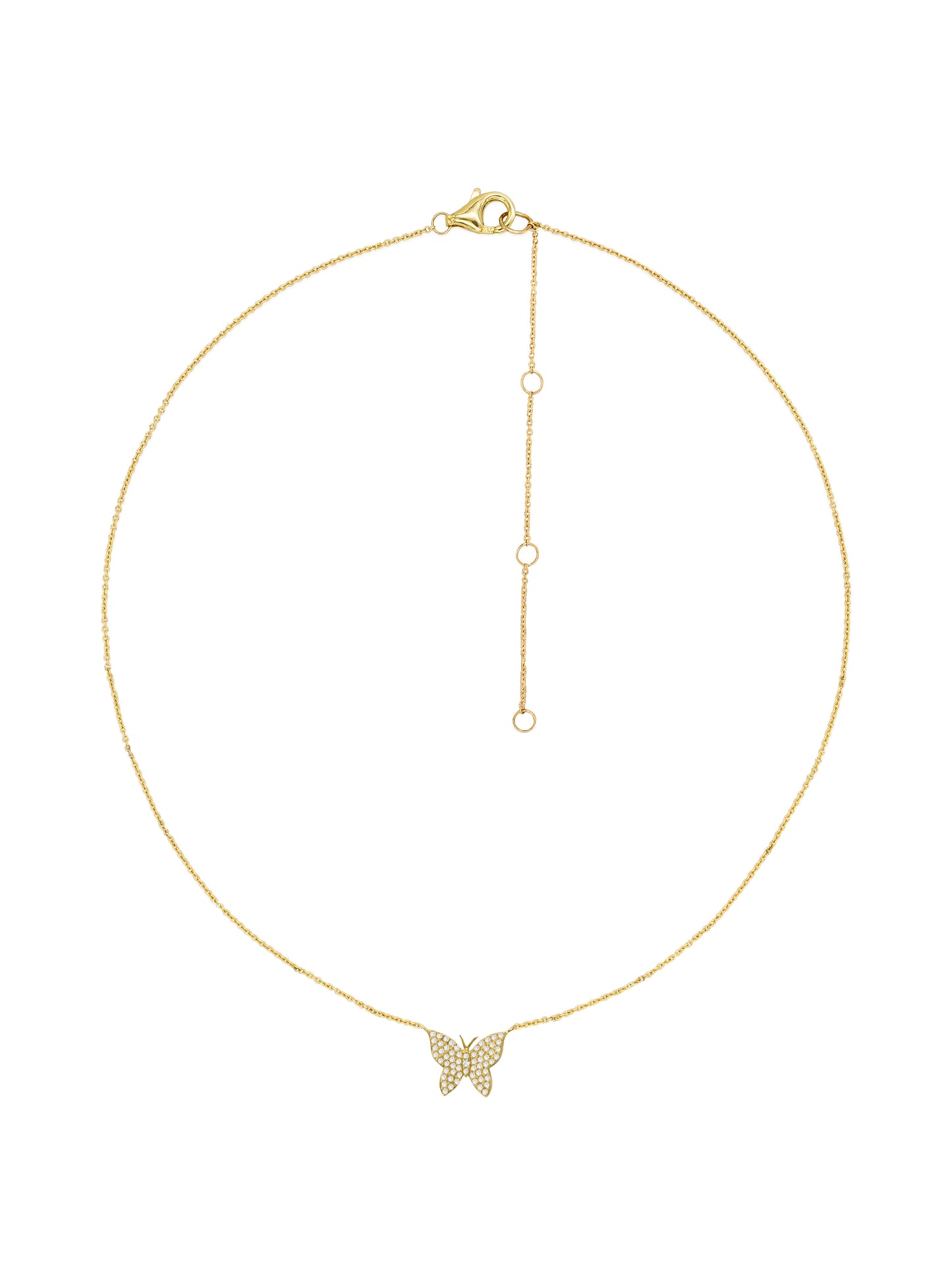 14k Yellow Gold Diamond Small Butterfly Necklace