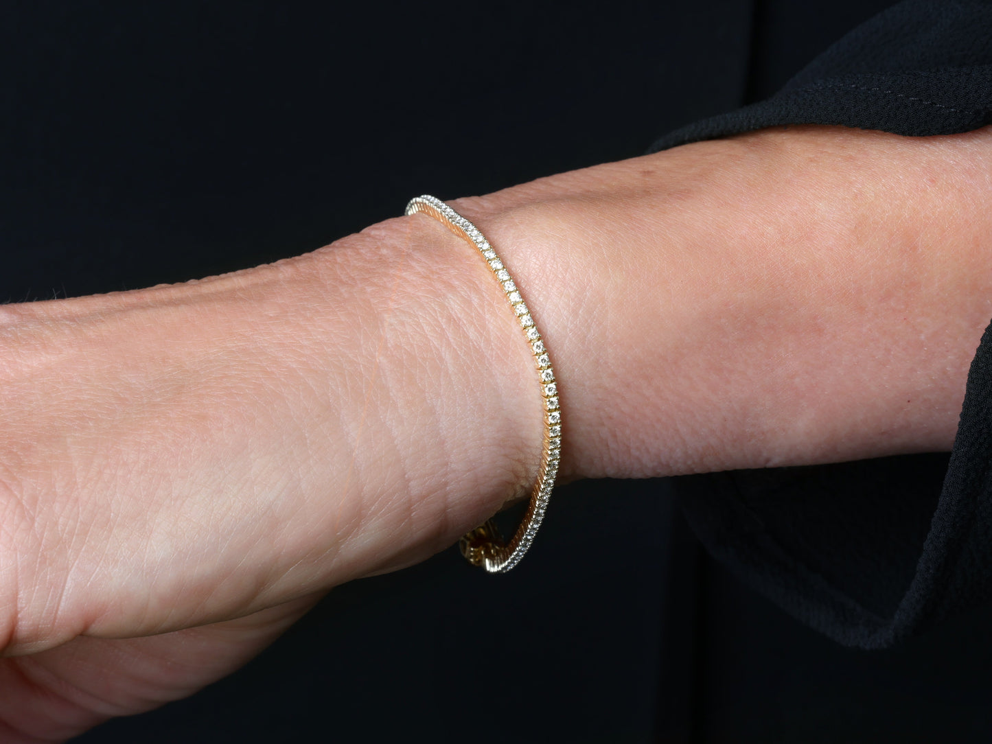 14k Small Yellow Gold Diamond Tennis Bracelet