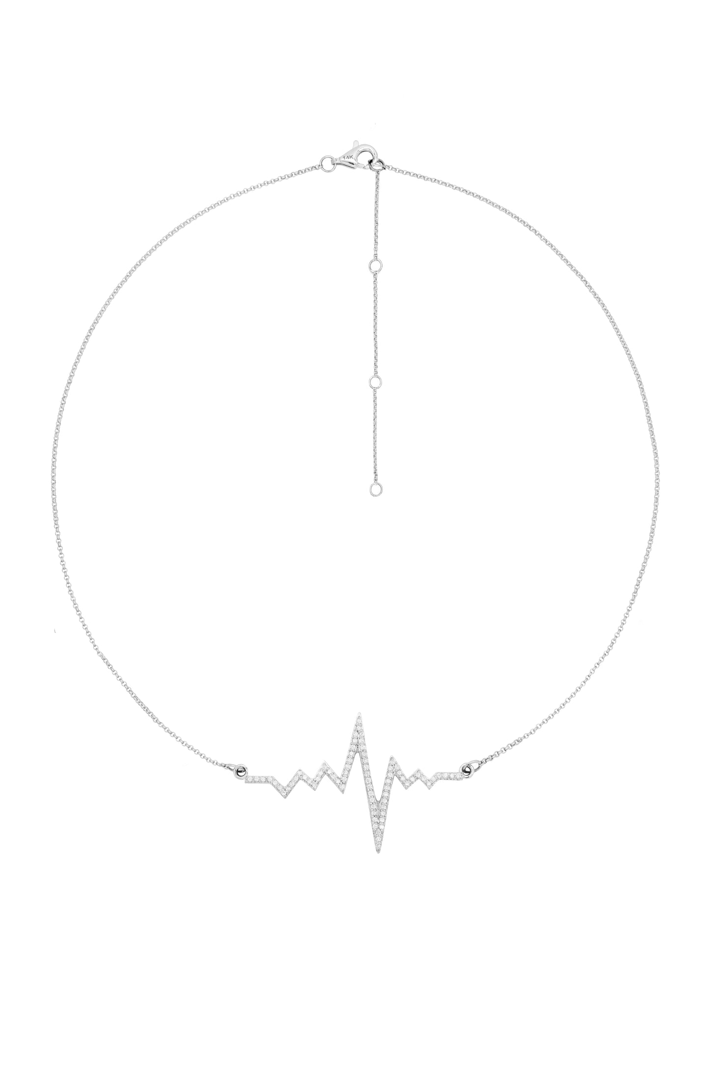 14k White Gold Diamond Heartbeat Necklace