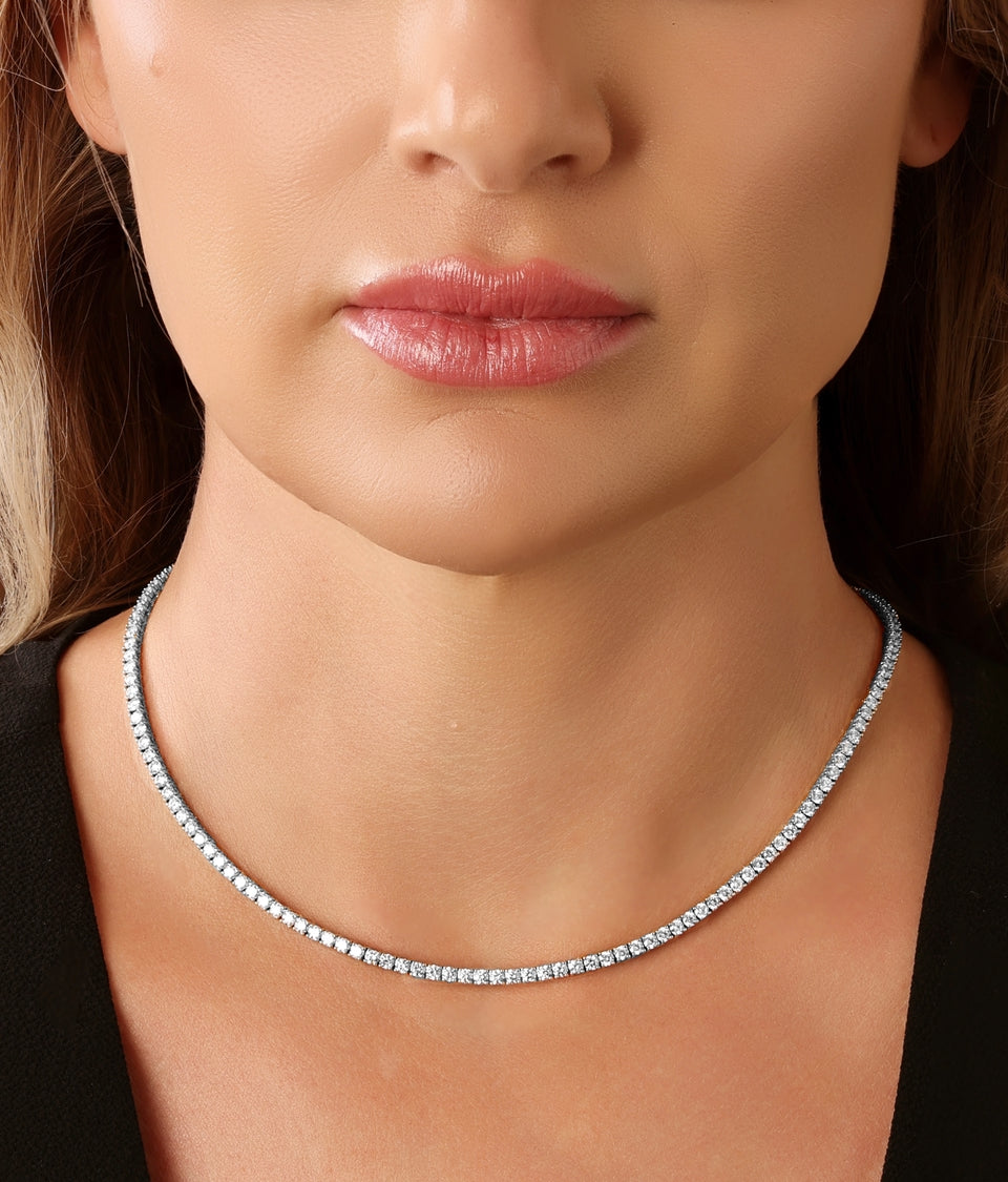 14k White Gold Diamond Extra Large 16 inch 4 Prong Tennis Necklace