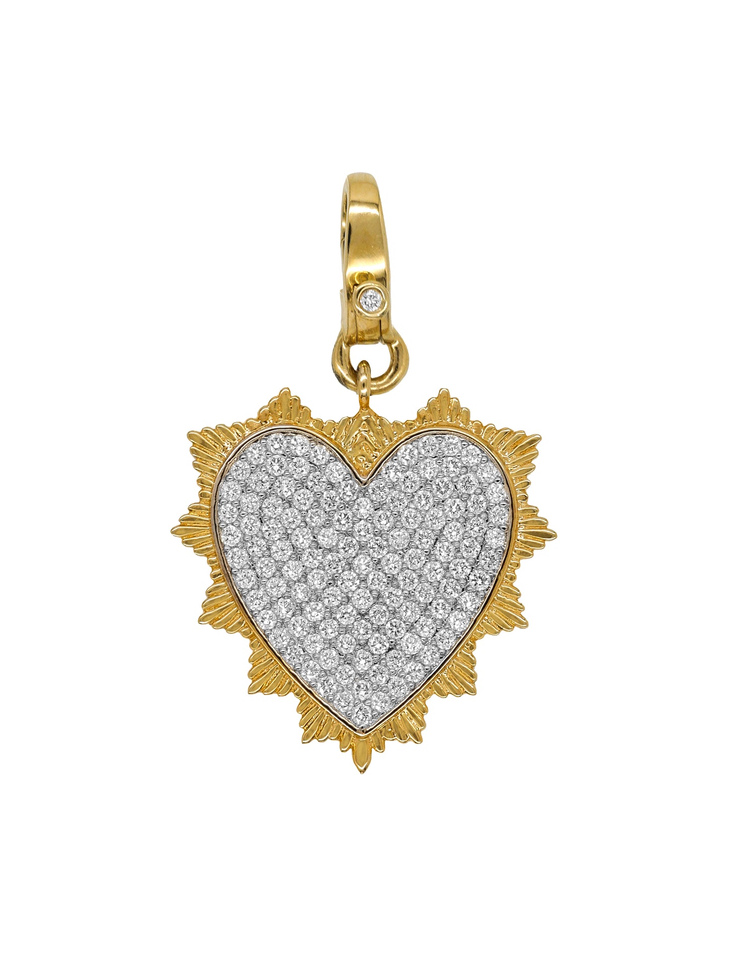 14k Yellow Gold Diamond Sacred Heart Lobster Clasp Charm