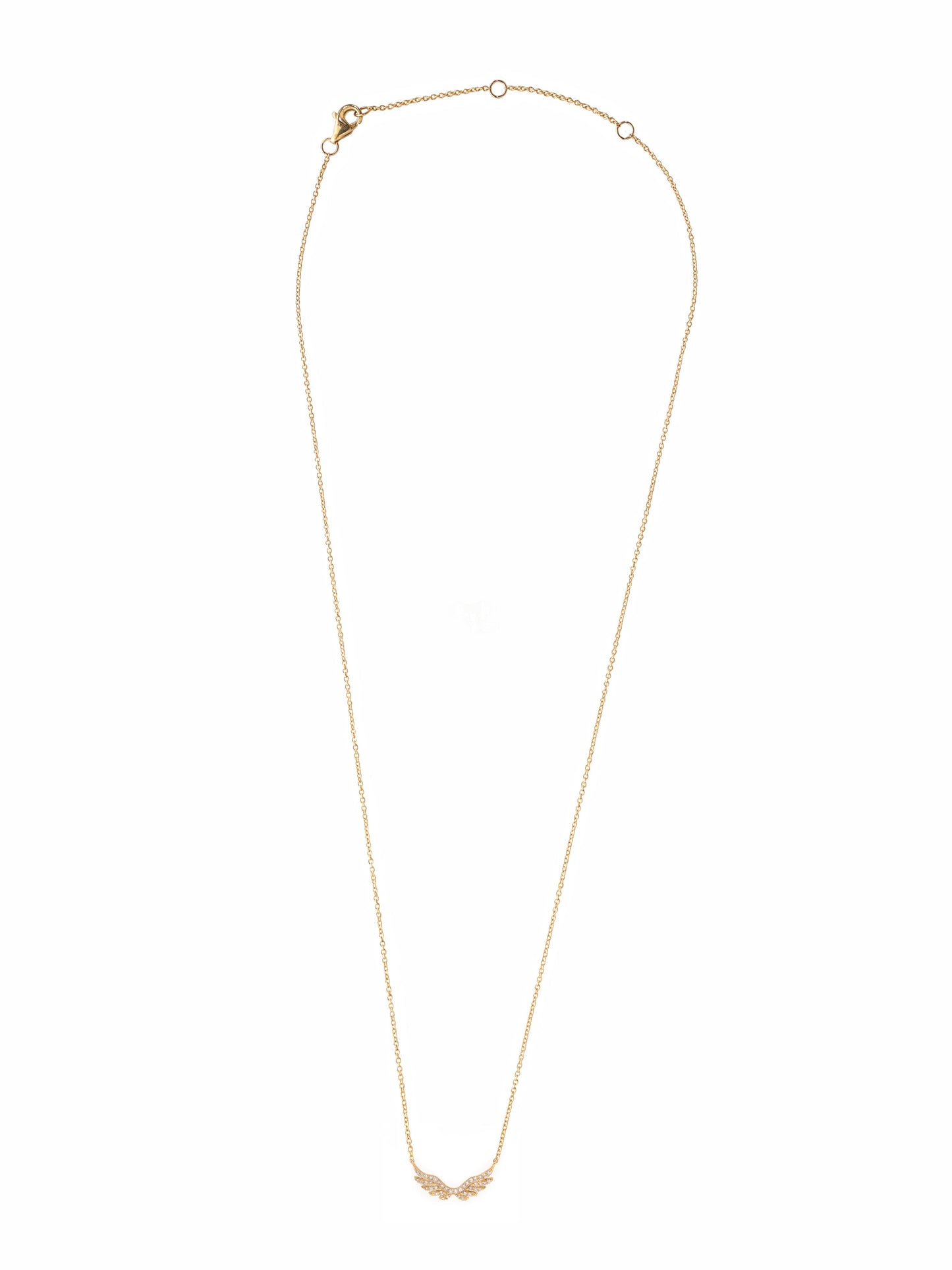 14k Yellow Gold Diamond Angel Wing Necklace