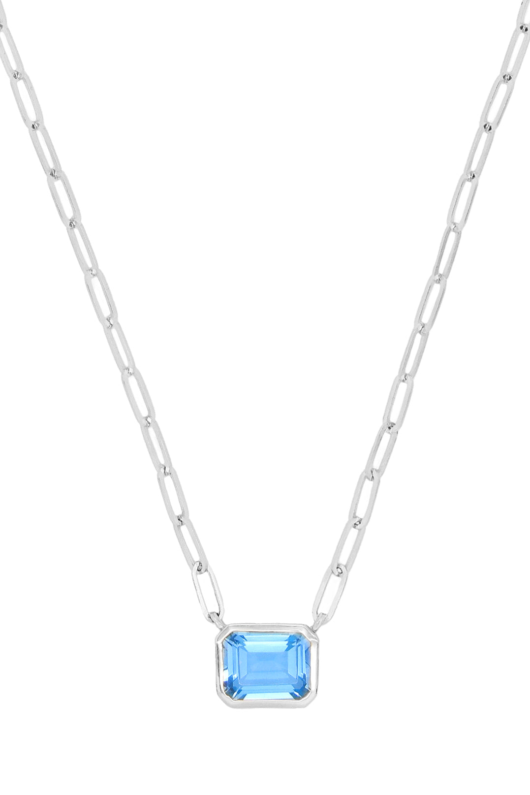 14k White Gold Blue Topaz Necklace