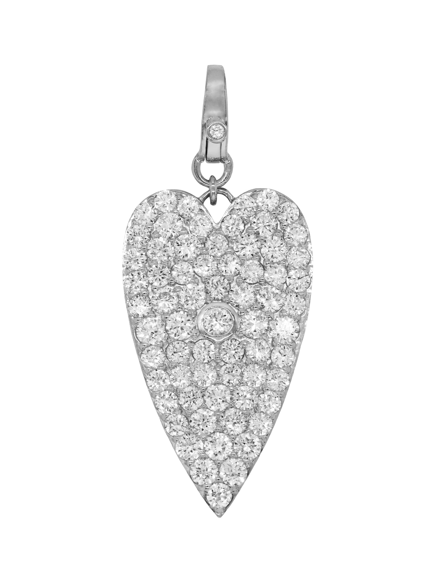 14k White Gold Lab Diamond Large Heart Lobster Clasp Charm