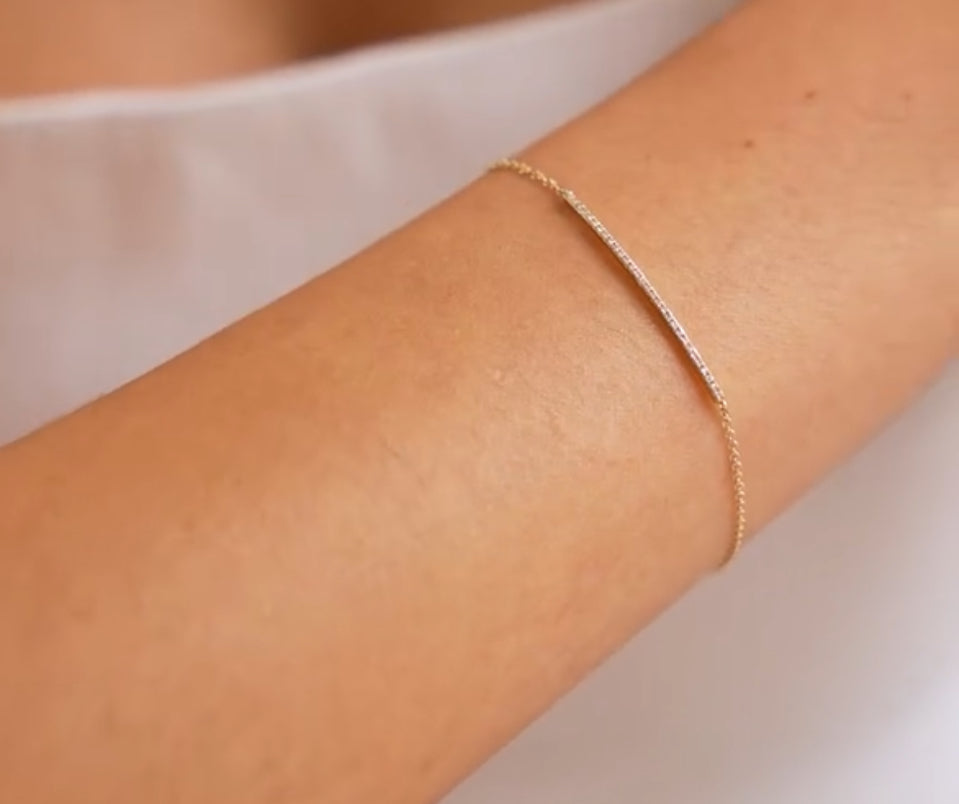 14k Yellow Gold Diamond Bar Bracelet