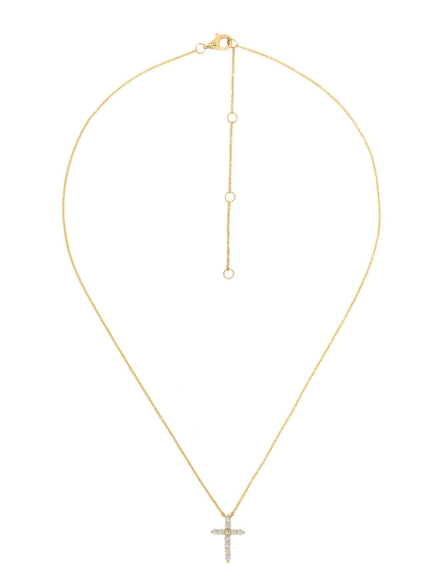 14k Yellow Gold Diamond Medium Cross Necklace