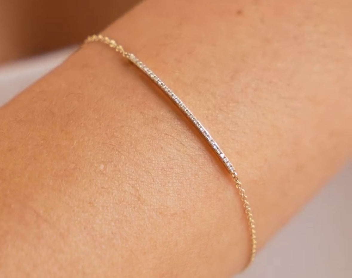 14k Yellow Gold Diamond Bar Bracelet