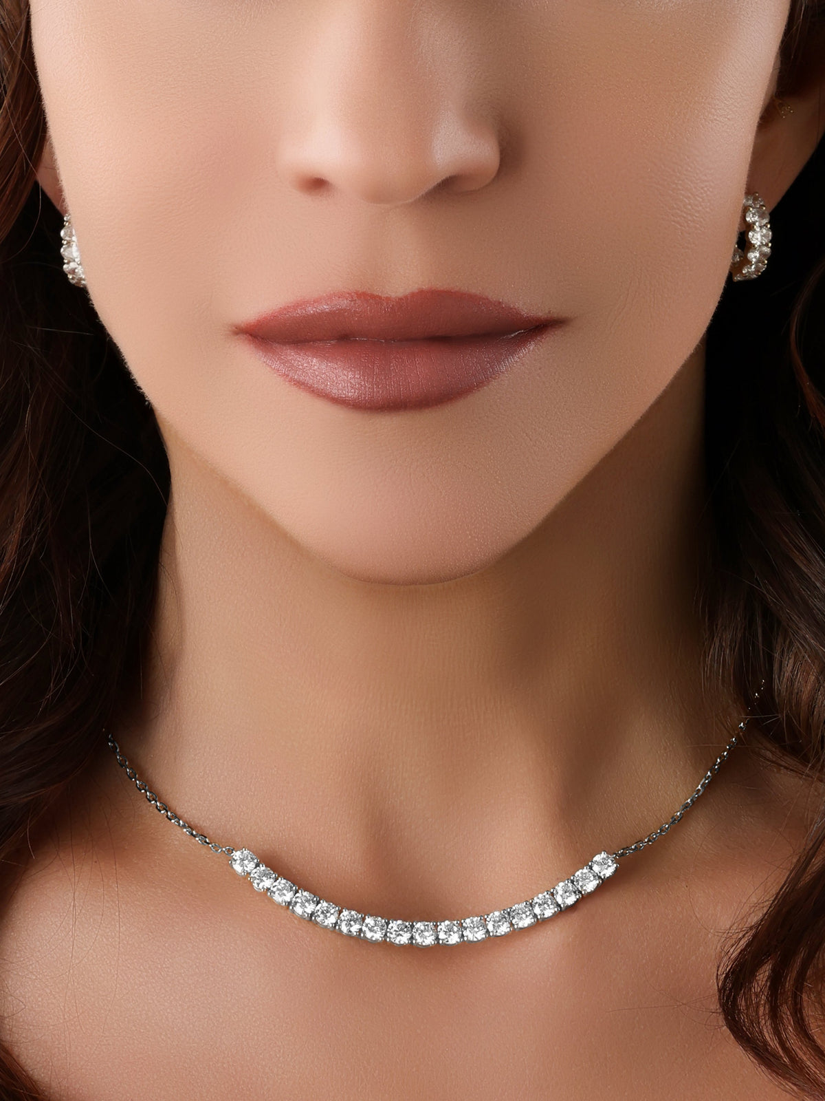 14k White Gold Lab 17 Diamond Large Bar Necklace