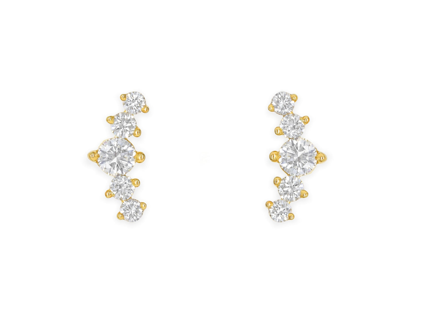 14k Yellow Gold Diamond Crawler Earrings