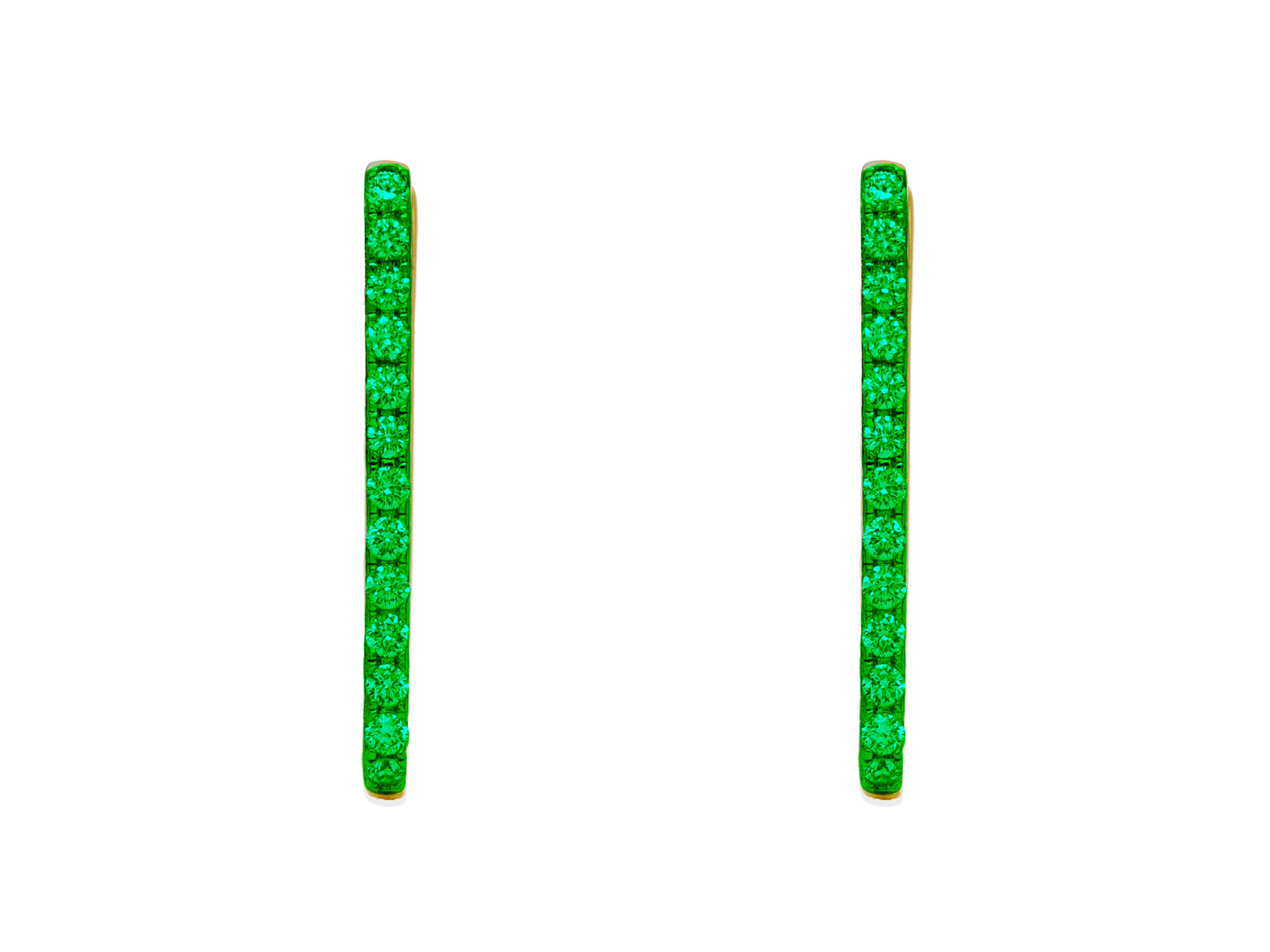 14k Yellow Gold Emerald Paperclip Hoop Earrings
