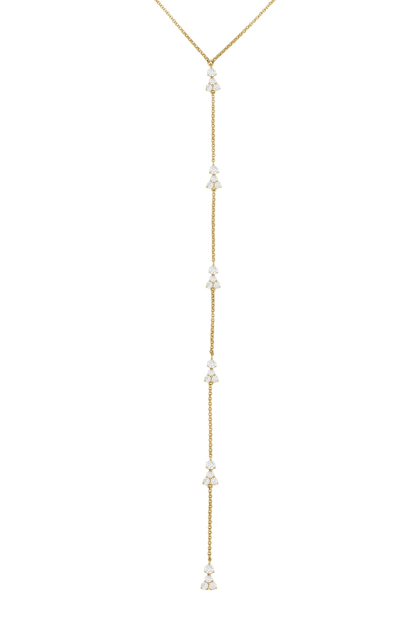 14k Yellow Gold Diamond Lariat Necklace