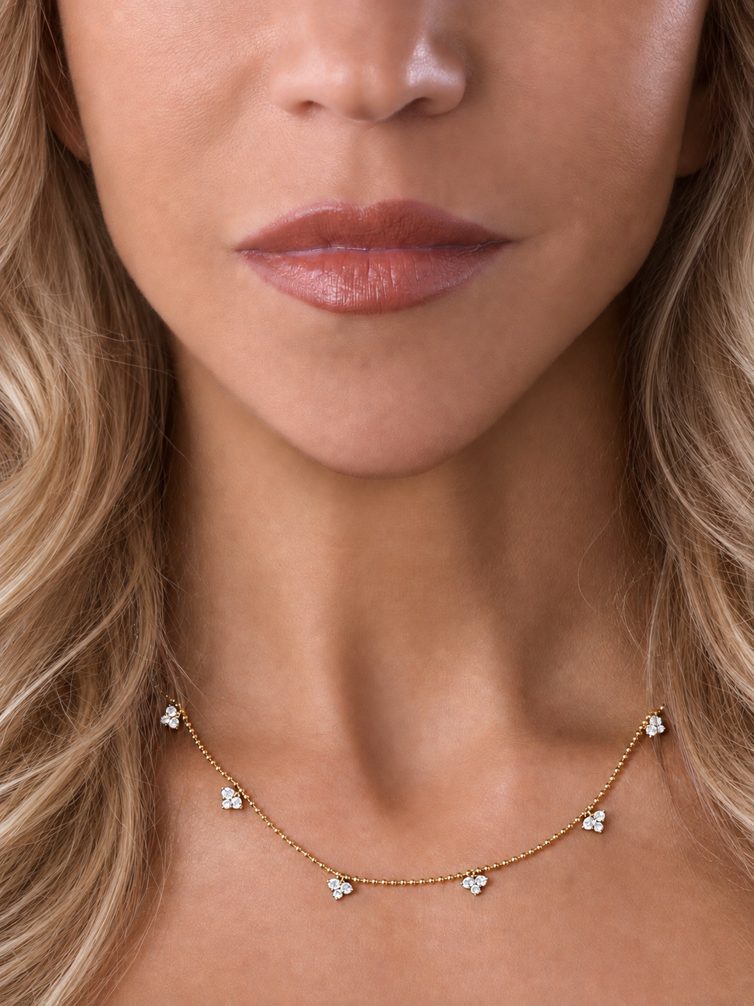 14k Yellow Gold Lab Diamond Flower Drop Necklace