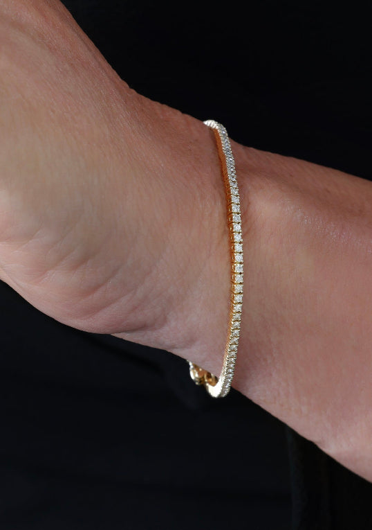 14k Small Yellow Gold Diamond Tennis Bracelet