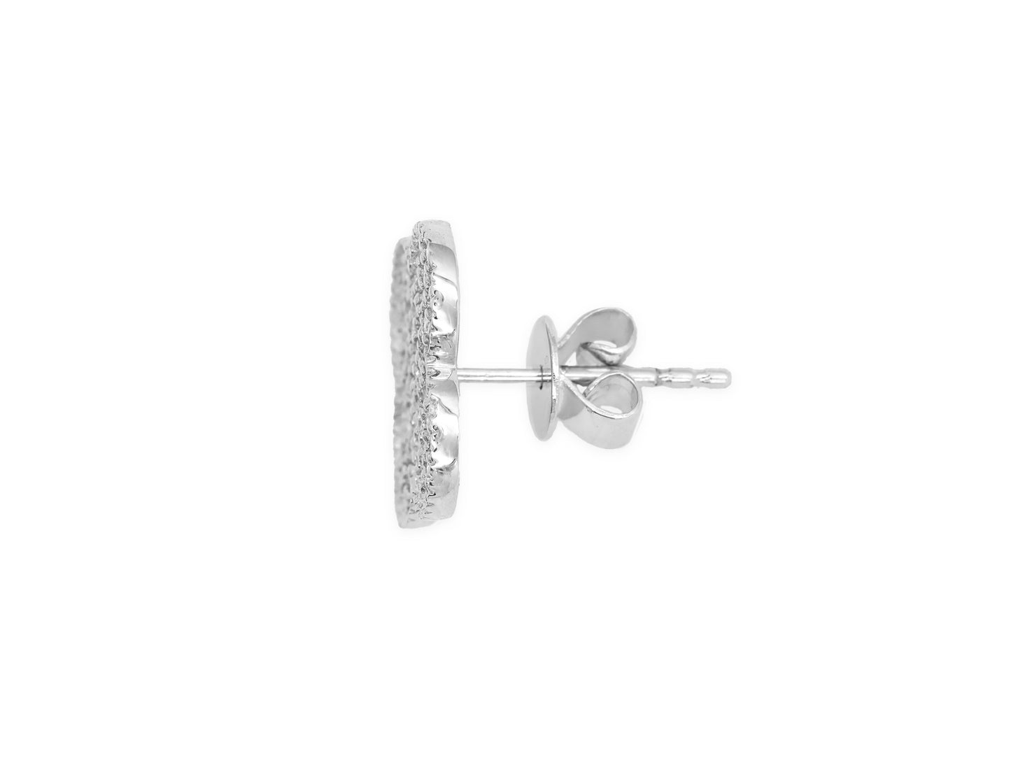 14k White Gold Diamond Clover Earrings