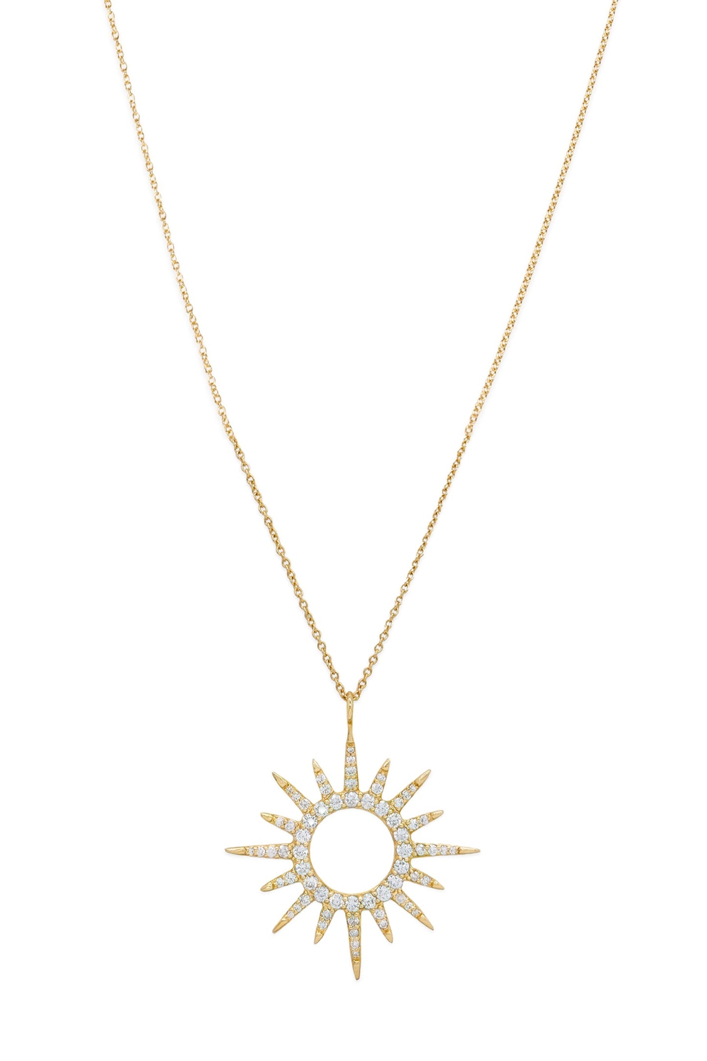 14k Yellow Gold Diamond Sunburst Necklace