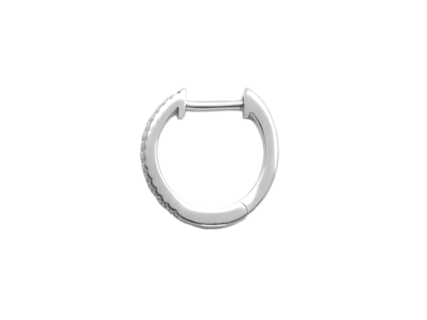 14k White Gold Small Diamond Huggie Earrings