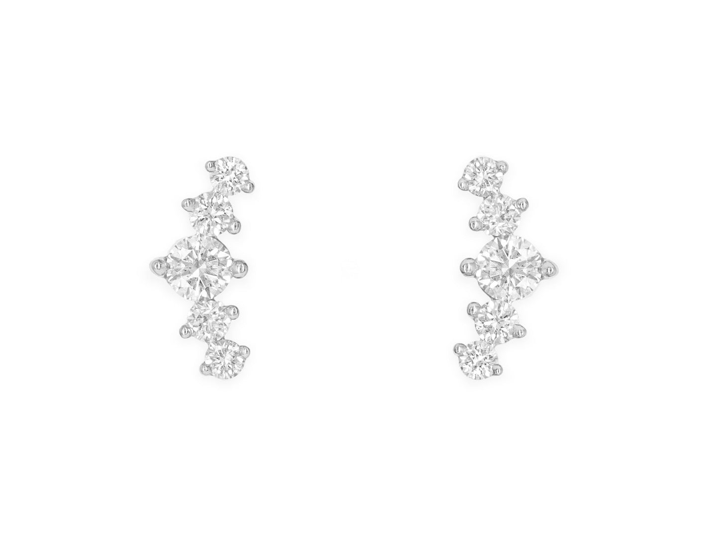 14k White Gold Diamond Crawler Earrings