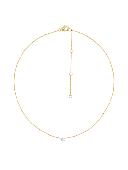 14k Yellow Gold Single Drill Diamond Necklace