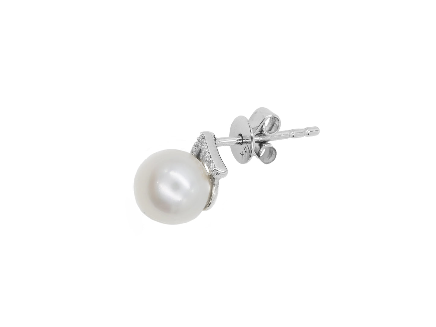 14k White Gold Pearl Diamond Earrings