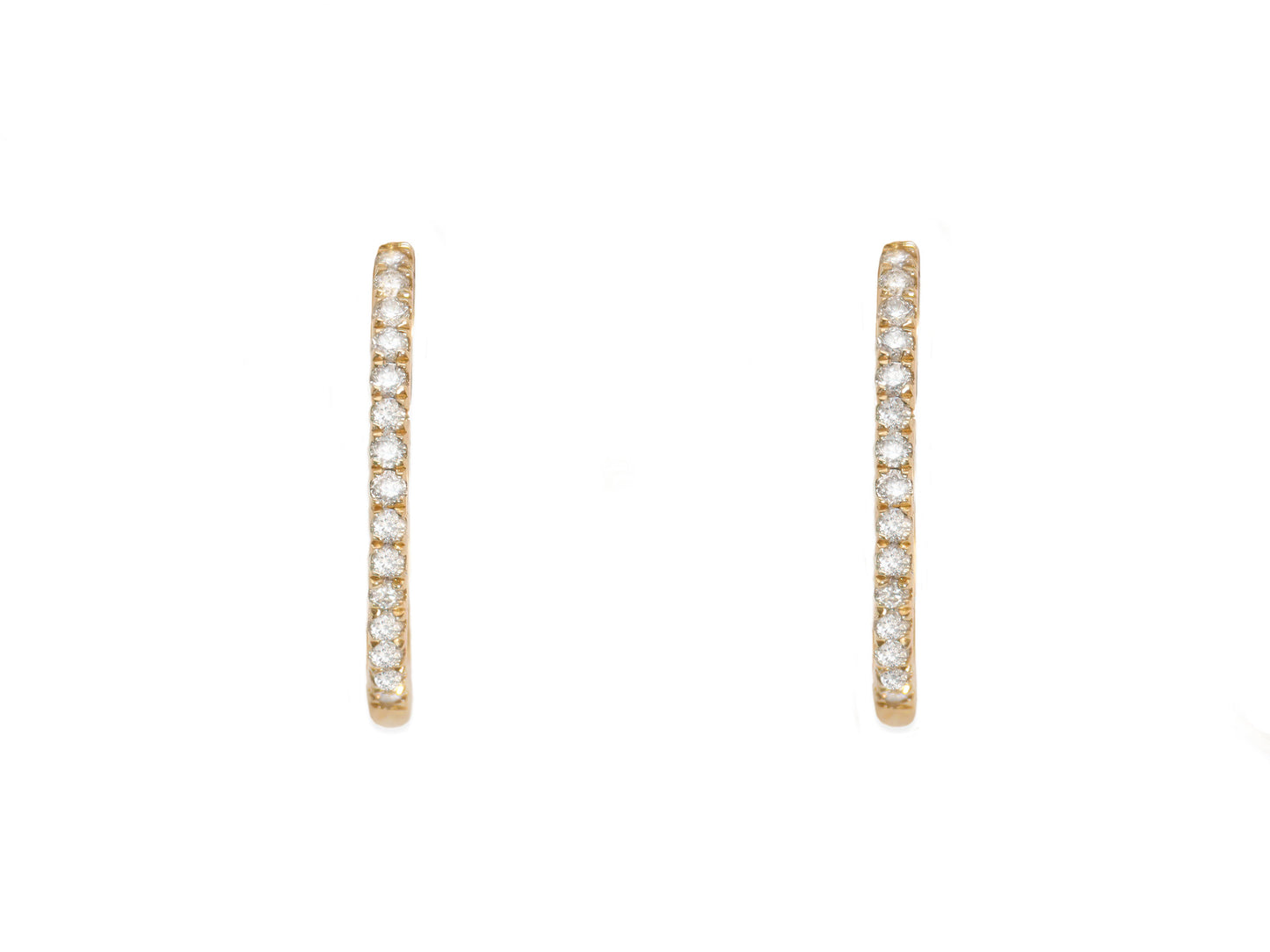 14k Yellow Gold Small Diamond Huggie Earrings