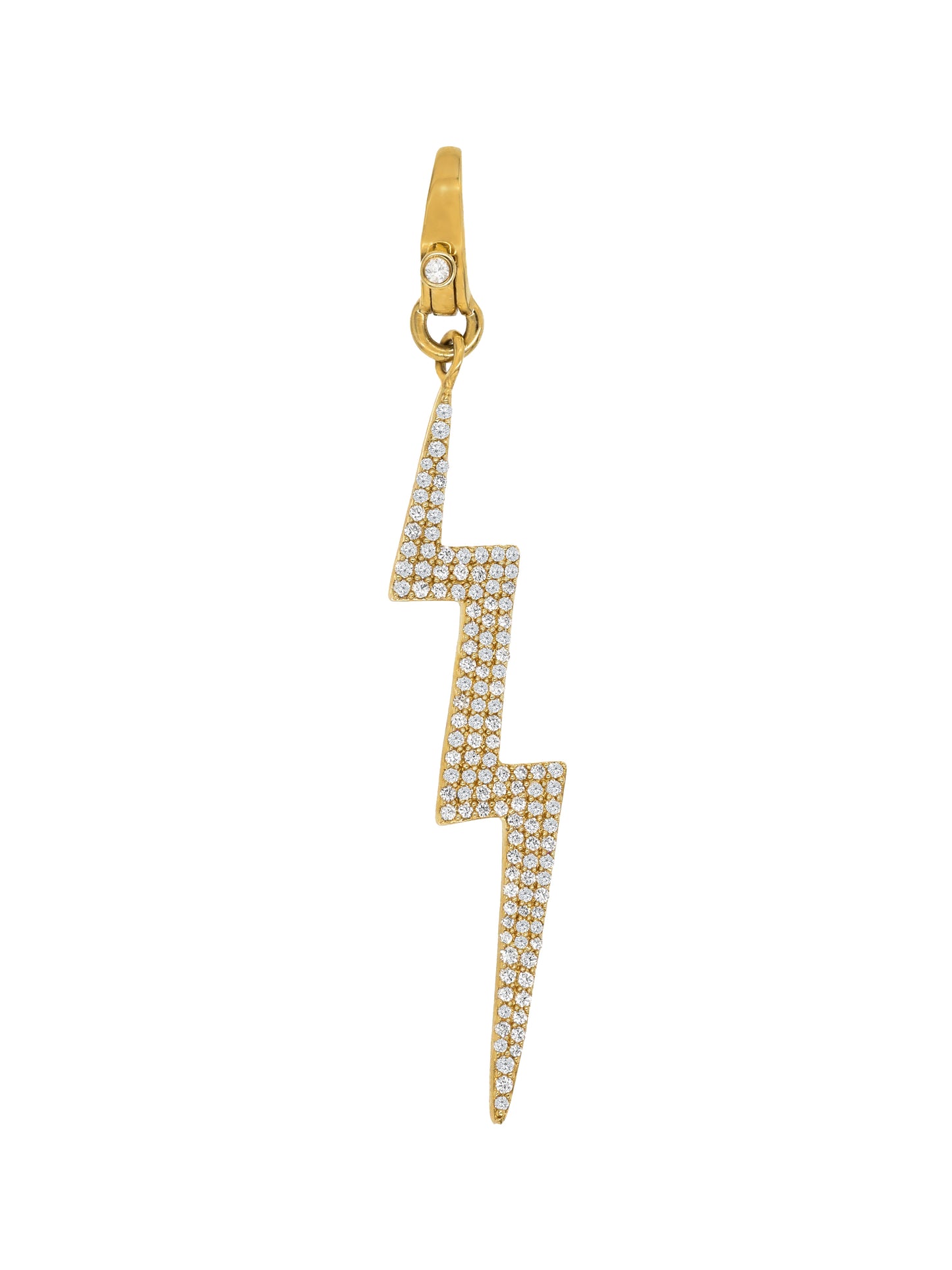 14k Yellow Gold Diamond Large Lightning Bolt Lobster Clasp Charm