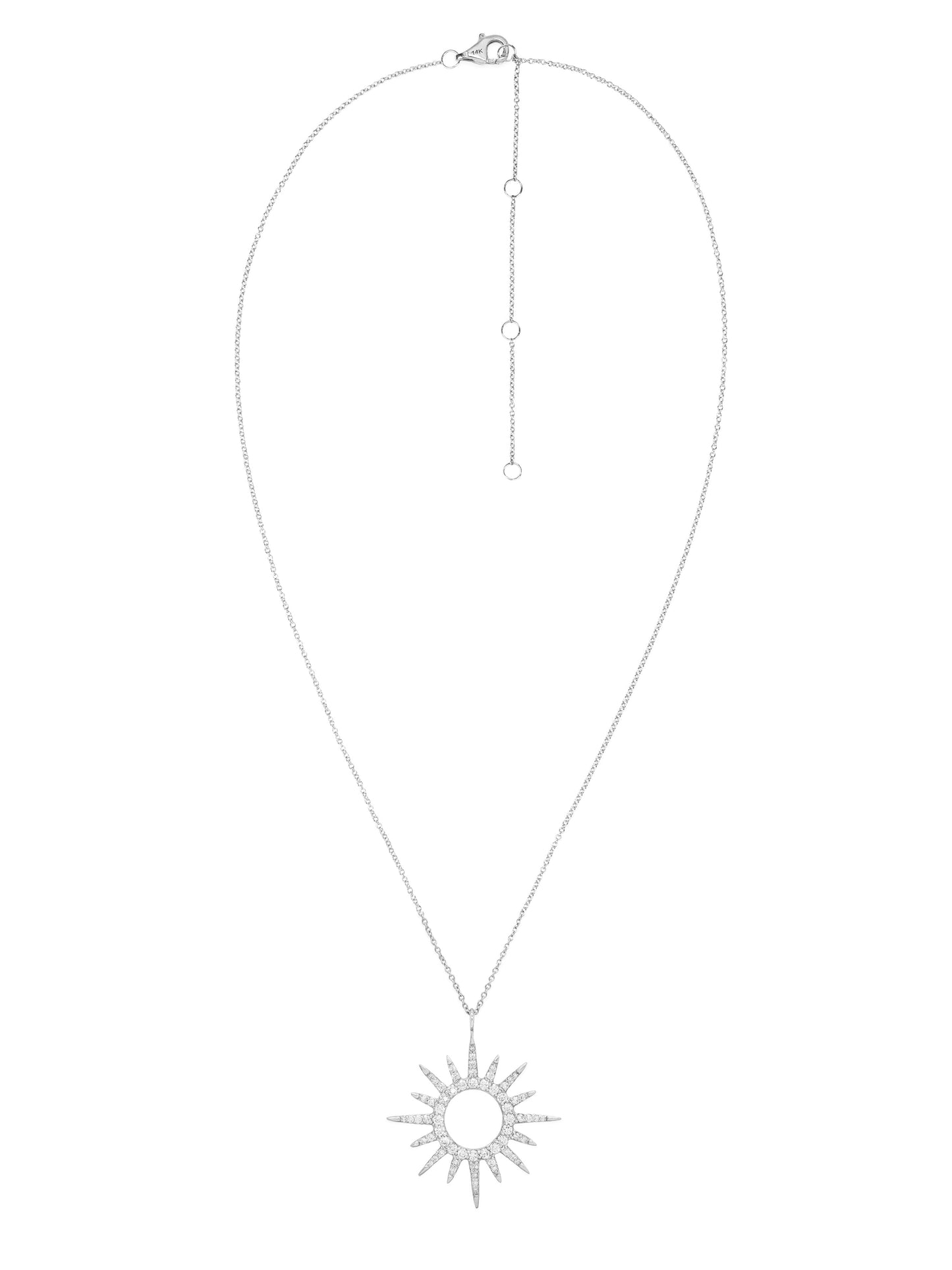 14k White Gold Diamond Sunburst Necklace
