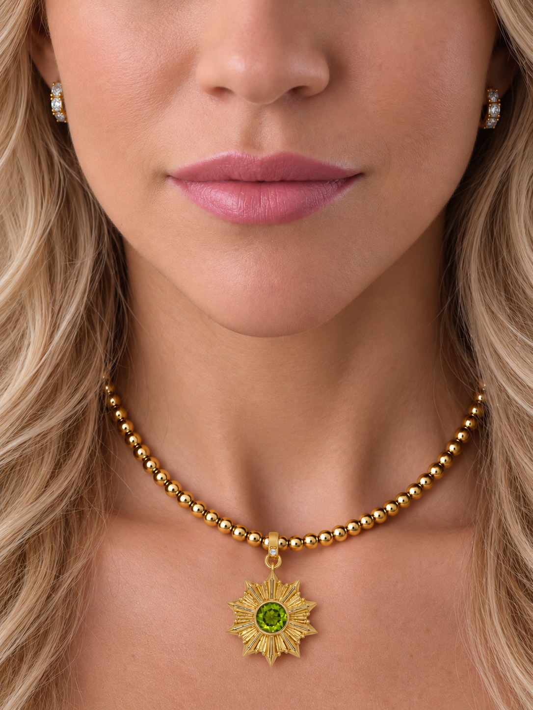 14k Yellow Gold Peridot/Diamond Star Lobster Clasp Charm