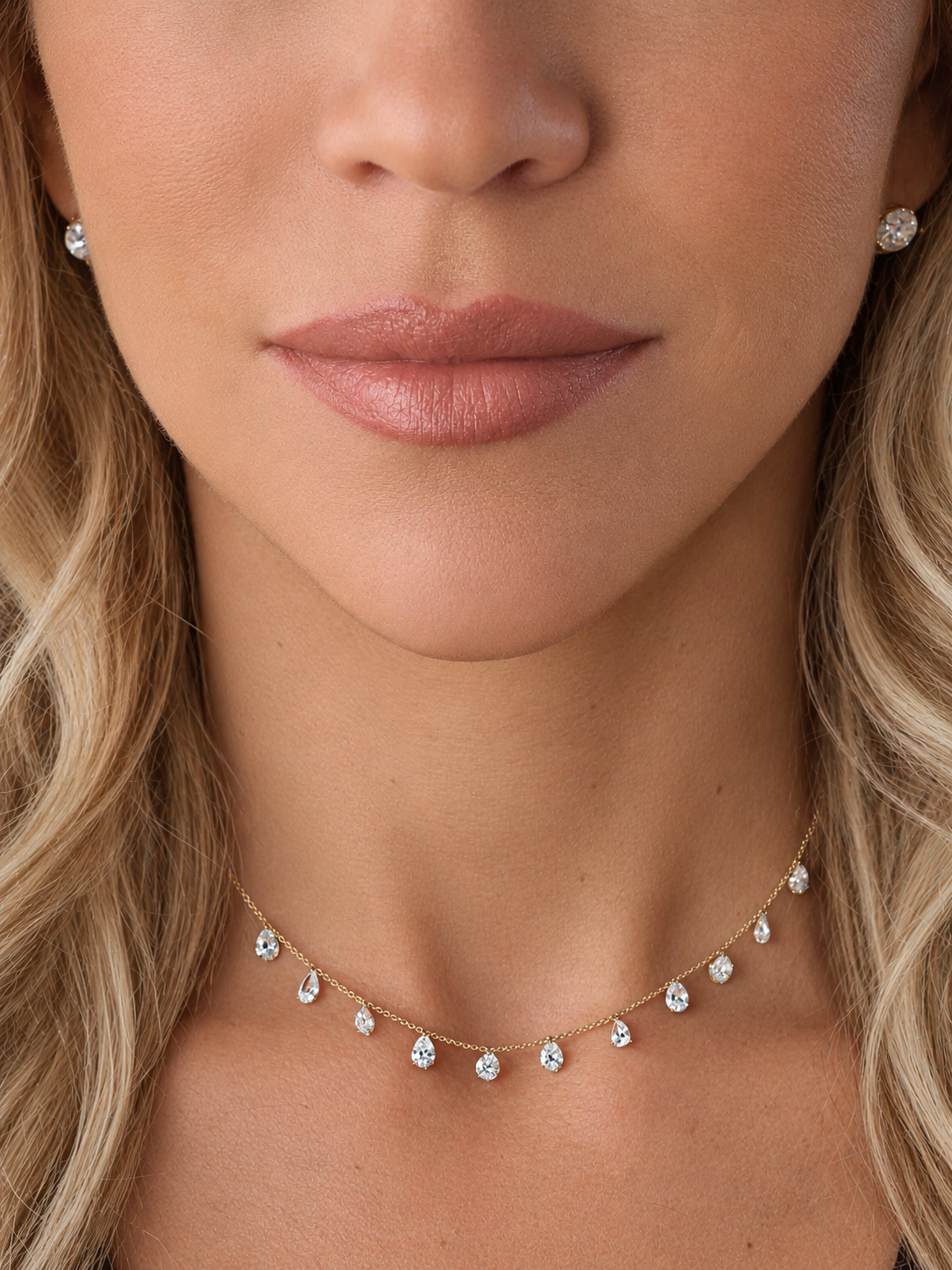 14k Yellow Gold Drill Lab Diamond Teardrop Necklace