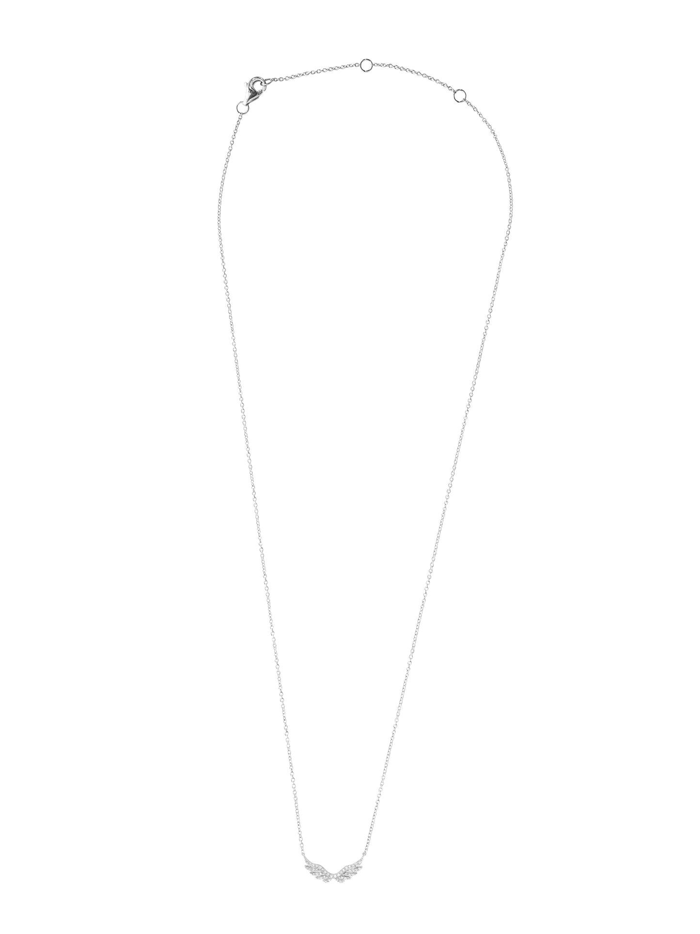 14k White Gold Diamond Angel Wing Necklace