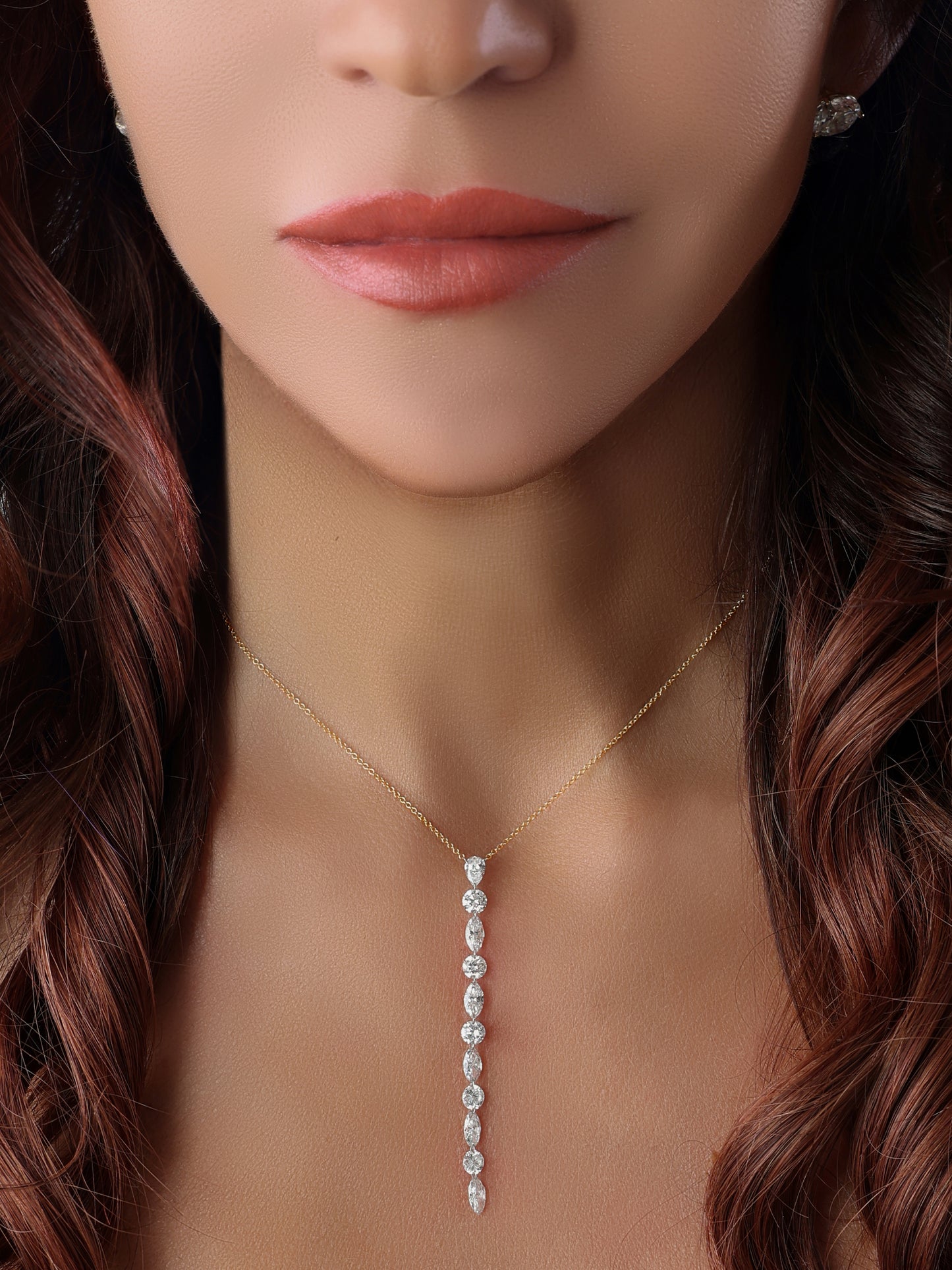 14k Yellow Gold Drill Lab Diamond Lariat Necklace