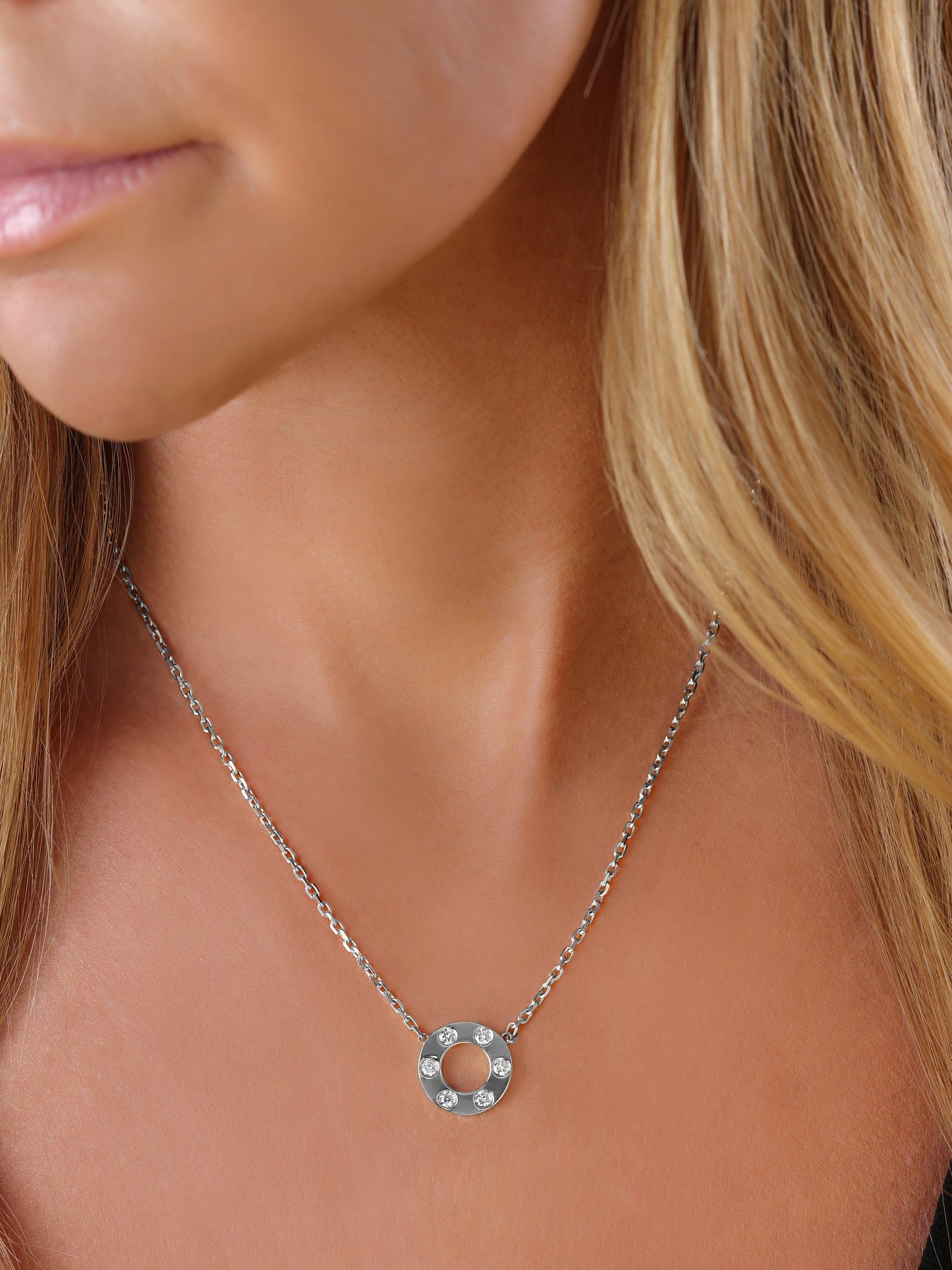 14k White Gold Diamond Eternity Necklace