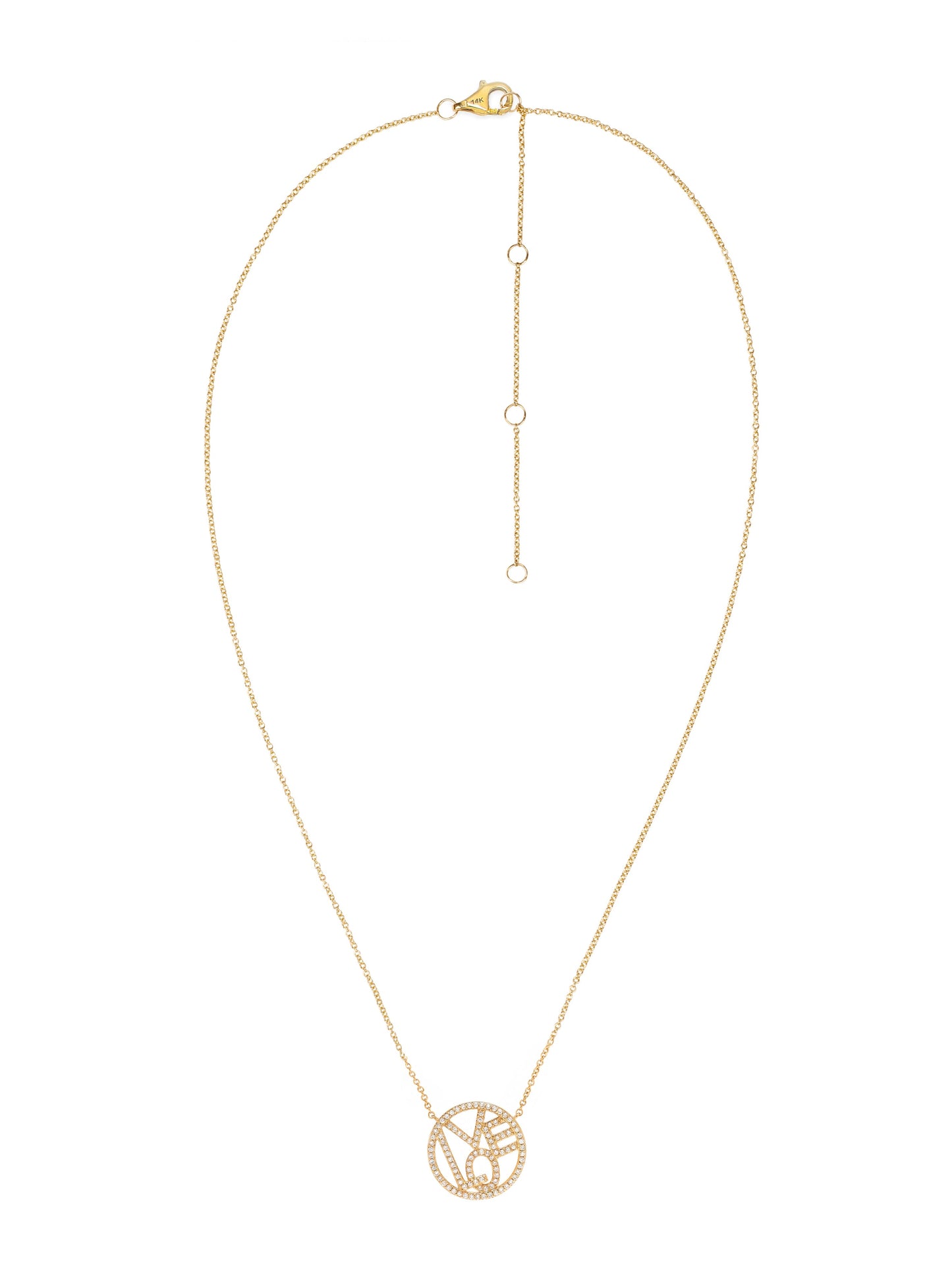 14k Yellow Gold Diamond Circle Love Necklace