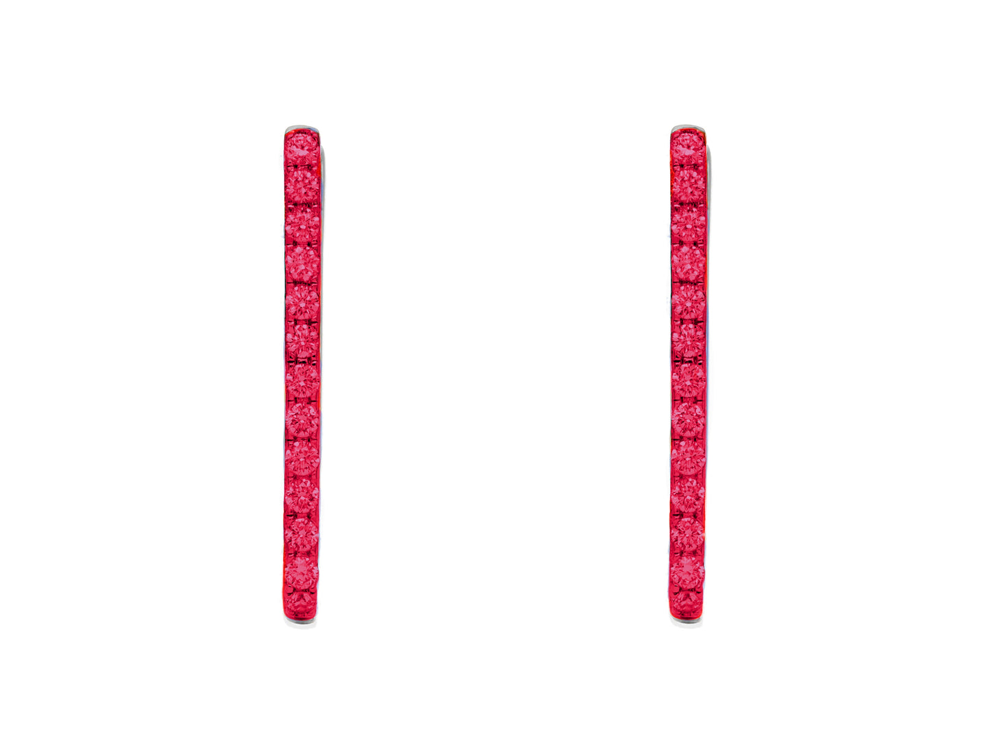14k Yellow Gold Ruby Paperclip Hoop Earrings