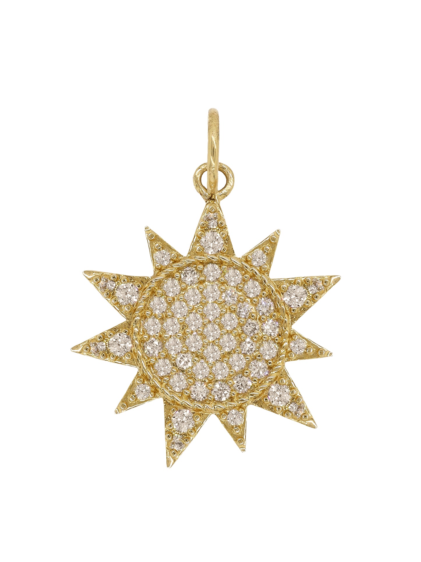 14k Yellow Gold Diamond Sun Charm
